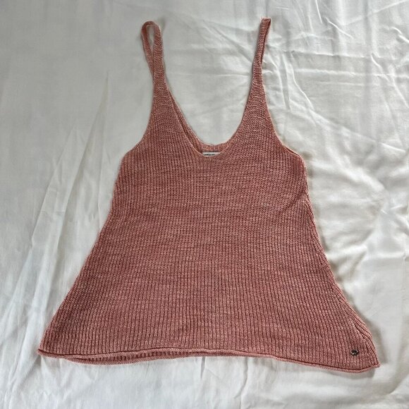 American Eagle Outfitters Tops - American Eagle Light Pink Tight Knit Flare Spaghetti Strap Tank Top | Size S